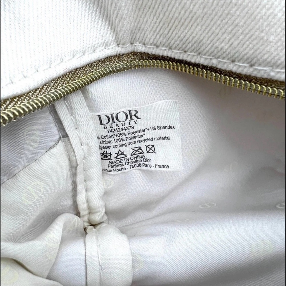 DIOR White Canvas Cosmetic Makeup Zipper Bag Pouch Clutch NWOT - Picture 6 of 6